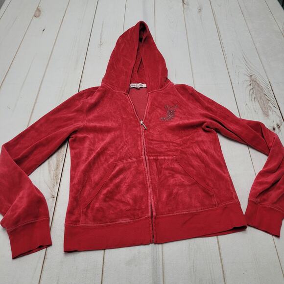 Juicy Couture red bling Shine Juicy Shine studded red velour track jacket - Picture 3 of 11